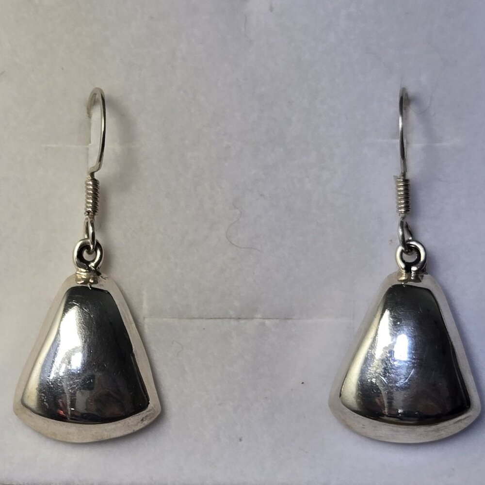 Silver Triangle Drop Earrings - image 2